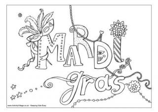 Mardi Gras Design Colouring Page