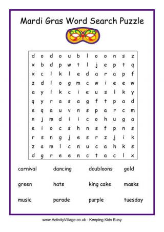 Mardi Gras Word Search