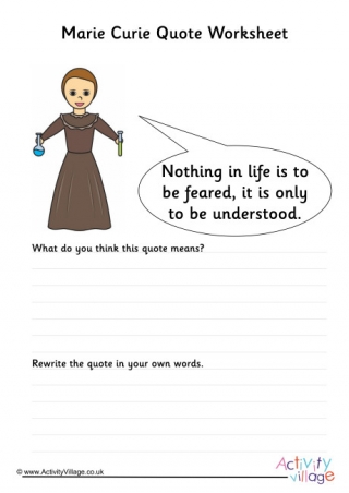 Marie Curie Quote Worksheet