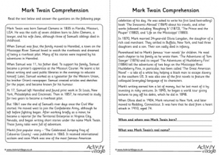 Mark Twain Comprehension
