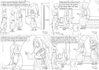 Martha And Mary Colouring Pages Captioned