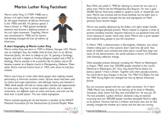 Martin Luther King factsheet
