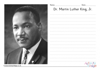 Martin Luther King Writing Page