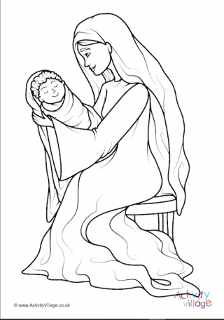 Mary and Jesus Colouring Page 2