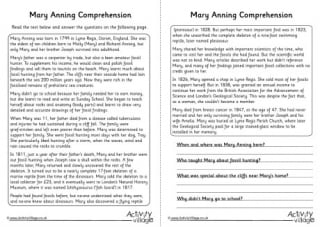 Mary Anning Comprehension