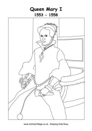 Mary I  Colouring Page
