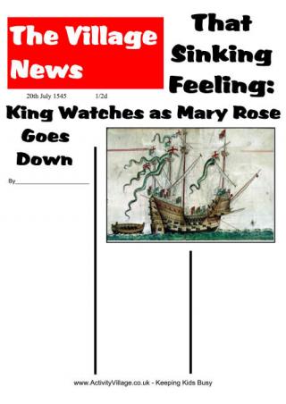 Mary Rose Newspaper Report Worksheet