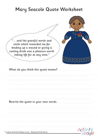 Mary Seacole Quote Worksheet