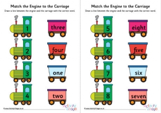 Match the Word Carriage with the Number Engine up to 10