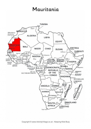 Mauritania On Map Of Africa