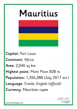 Mauritius Facts Poster