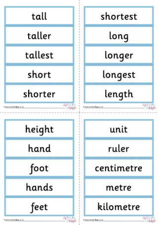 Measurement Vocabulary Word Cards