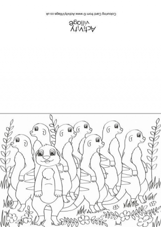 Meerkats Scene Colouring Card