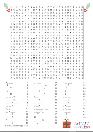 Mega Christmas Word Search Fill in the Blanks