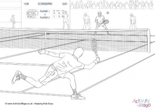 Mens' Tennis Match Colouring Page