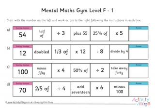 Mental Maths Gym Level F Pack 1