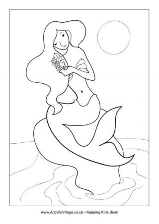 Mermaid Colouring Page 1