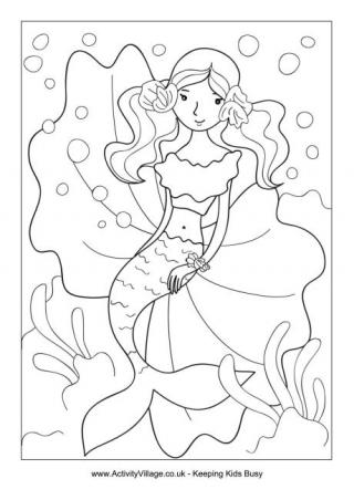 Mermaid Colouring Page 2
