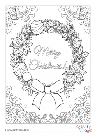 Merry Christmas Doodle Colouring Page