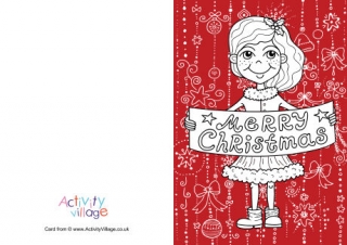 Merry Christmas Girl Colour Pop Colouring Card