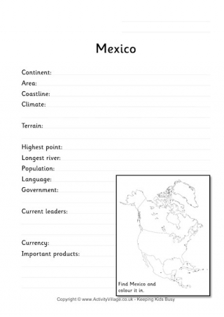 Mexico Fact Worksheet