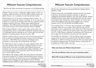 Millicent Fawcett Comprehension