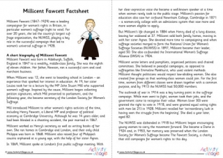 Millicent Fawcett Factsheet