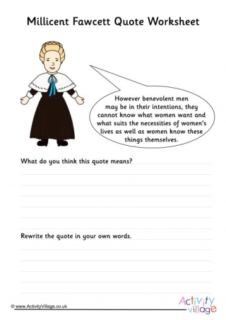 Millicent Fawcett Quote Worksheet