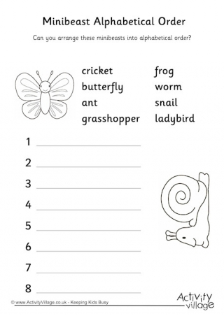 Minibeast Alphabetical Order 1