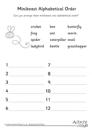 summer alphabetical order worksheets