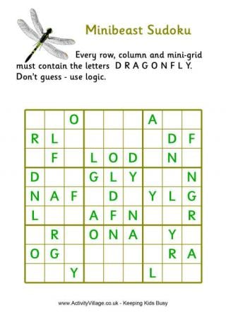 Minibeast Word Sudoku - Difficult