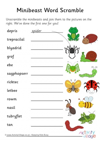 Minibeast Word Scramble