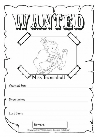 Miss Trunchbull Wanted Poster