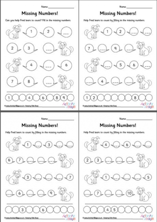 Missing Numbers Worksheet Set 1