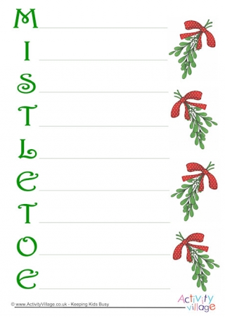 Mistletoe Acrostic Poem Printable