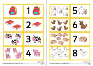 Mix and Match Number Picture Cards 1 to 10