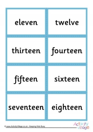 Mix and Match Number Word Cards 11 to 20