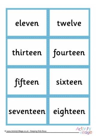 Mix and Match Number Word Cards 11 to 20