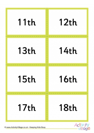 Mix and Match Ordinal Number Abbreviation Cards 11th to 20th