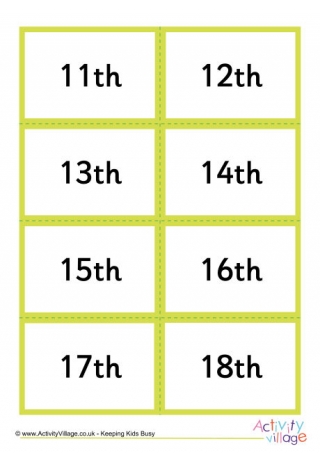 Mix and Match Ordinal Number Abbreviation Cards 11th to 20th