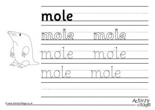 Mole Handwriting Worksheet