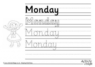 Monday Handwriting Worksheet