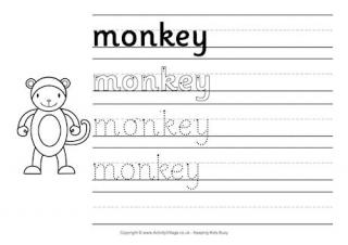 Monkey Handwriting Worksheet
