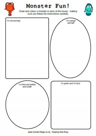 Monster Fun Worksheet - Preschool