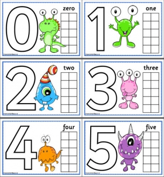 Monster Number Playdough Mats 0 to 10