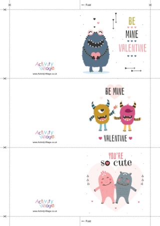 Monster Valentines Mini Cards
