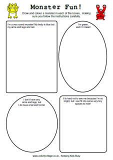 Monster Worksheets