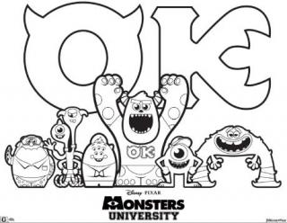 Monsters University Colouring Page