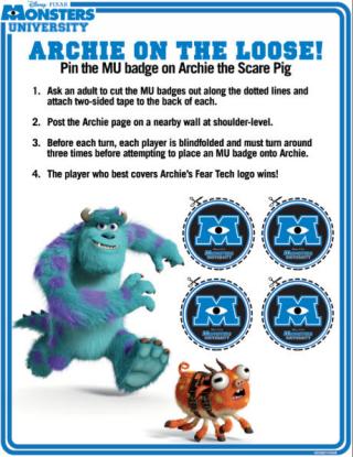 Monsters University - Pin the Badge on Archie 