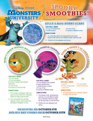 Monsters University Spooky Smoothy Recipes